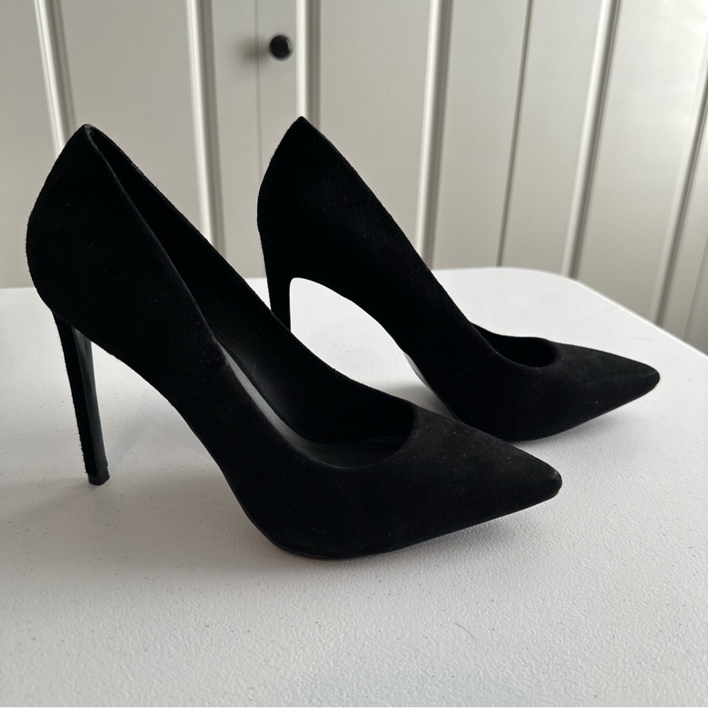 EUC House of Harlow 1960 Diana Black Suede Pointed Heels Size 8.5 Womens Pumps - Picture 6 of 6
